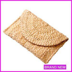 Straw Woven Clutch Handbag Envelope Purse Summer Beach Boho Chic